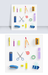 文具用品素材免費下載 圓規、橡皮、鉛筆PSB格式圖標大全